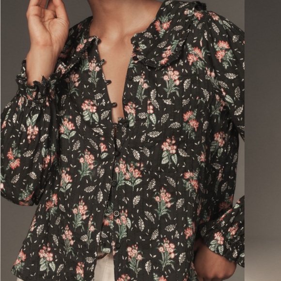 Pilcro Tops - The Keira Collared Button-Front Blouse by Pilcro for Anthropologie
